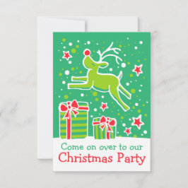 Weihnachtsrentiere, grün rot, Party Einladung