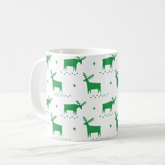 Weihnachtsrentiere. Grünwaldtiermuster Kaffeetasse (Vorderseite Links)