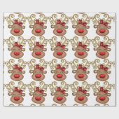 Weihnachtsrentiere im Gesicht Geschenkpapier (Flach)