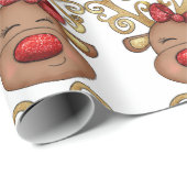 Weihnachtsrentiere im Gesicht Geschenkpapier (Rolleneckpunkt)