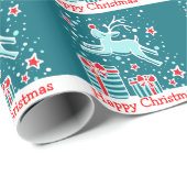 Weihnachtsrentiere in der schneeaquatischen Urlaub Geschenkpapier (Rolleneckpunkt)