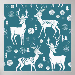 Weihnachtsrentiere in Wollhirten, Rentiere, Vin Poster