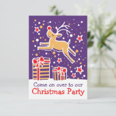 Weihnachtsrentiere lila einladung (Stehend Vorderseite)