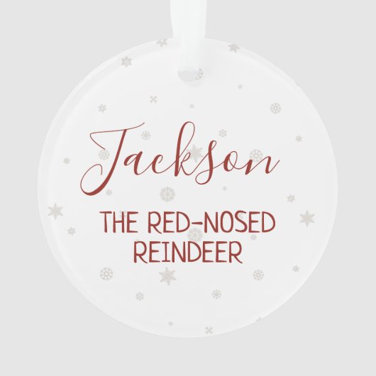 Weihnachtsrentiere mit Schneeflocken und Namen Ornament (Rückseite)