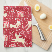 Weihnachtsrentiere Muster rote Küchentücher (Viertel Falte)