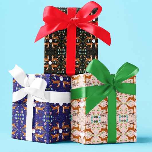 Weihnachtsrentiere Nahtloses Muster Geschenkpapier Set