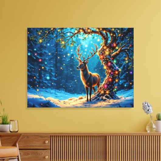 Weihnachtsrentiere Nordpol Fantasiekunst Leinwanddruck (Insitu (Wohnzimmer))