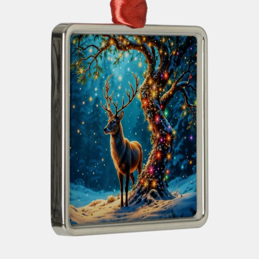 Weihnachtsrentiere Nordpol Fantasiekunst Ornament Aus Metall (Rechts)