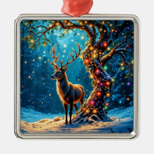 Weihnachtsrentiere Nordpol Fantasiekunst Ornament Aus Metall (Vorne)