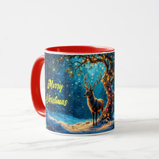 Weihnachtsrentiere Nordpol Fantasiekunst Tasse (Vorderseite Links)