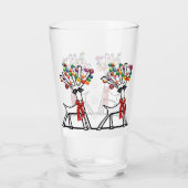 Weihnachtsrentiere Party mit Schneeflocken Glas (Rückseite)
