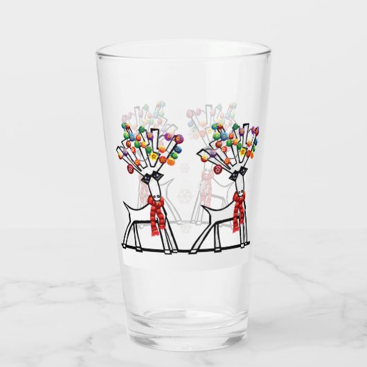Weihnachtsrentiere Party mit Schneeflocken Glas (Rückseite)