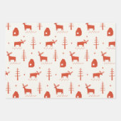 Weihnachtsrentiere. Rotes Waldtiermuster Geschenkpapier Set (Vorderseite 2)