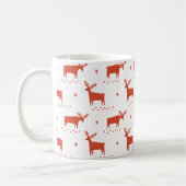 Weihnachtsrentiere. Rotes Waldtiermuster Kaffeetasse (Links)