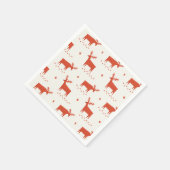 Weihnachtsrentiere. Rotes Waldtiermuster Serviette (Ecke)