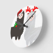 Weihnachtsrentiere Runde Wanduhr (Winkel)