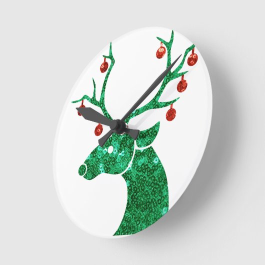 Weihnachtsrentiere Runde Wanduhr (Winkel)