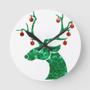 Weihnachtsrentiere Runde Wanduhr
