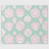 Weihnachtsrentiere Waldland Rosa grüne Kunst Geschenkpapier (Flach)