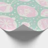 Weihnachtsrentiere Waldland Rosa grüne Kunst Geschenkpapier (Ecke)