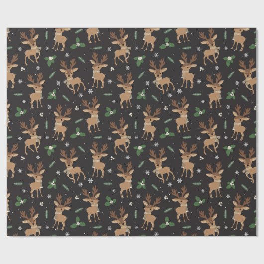 Weihnachtsrentiermuster Geschenkpapier (Flach)
