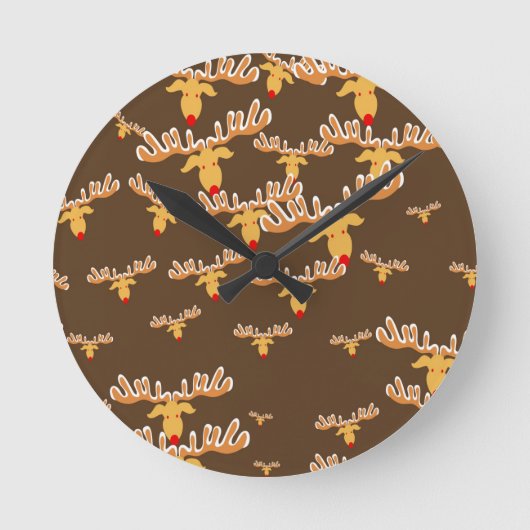 Weihnachtsrentiermuster Runde Wanduhr (Vorderseite)