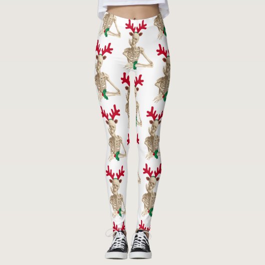 Weihnachtsrentierskelett Leggings (Vorderseite)