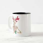 Weihnachtsrentierskelett Zweifarbige Tasse (Vorderseite Links)