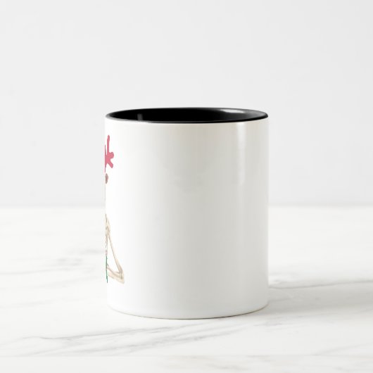 Weihnachtsrentierskelett Zweifarbige Tasse (Mittel)