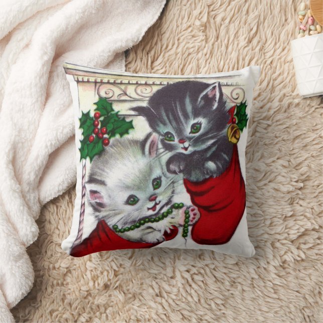 Weihnachtsretro Katzen Wohngestaltung Kissen (Decke)