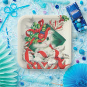 Weihnachtsretro Katzenplatte Party Pappteller (Party)