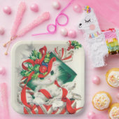 Weihnachtsretro Katzenplatte Party Pappteller (Party)