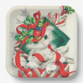 Weihnachtsretro Katzenplatte Party Pappteller (Vorderseite)