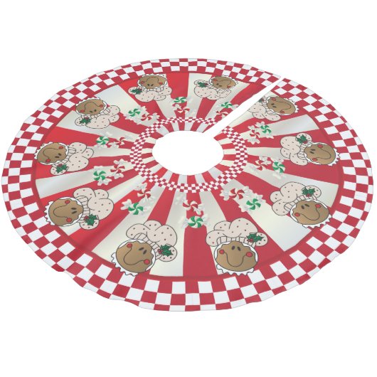 WeihnachtsRetro Lebkuchen-Bäcker Polyester Weihnachtsbaumdecke (Schrägansicht)