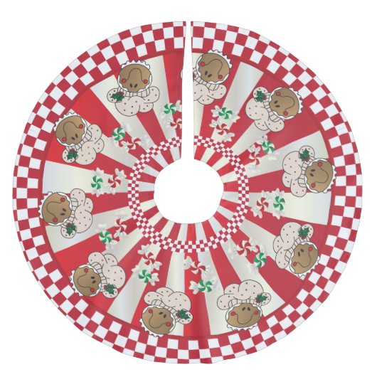 WeihnachtsRetro Lebkuchen-Bäcker Polyester Weihnachtsbaumdecke (Vorderseite)
