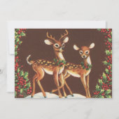 Weihnachtsretro-Rentiere Feiertagskarte (Vorderseite)