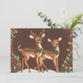 Weihnachtsretro-Rentiere Feiertagskarte (Stehend Vorderseite)