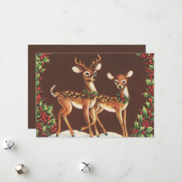 Weihnachtsretro-Rentiere Feiertagskarte