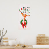 Weihnachtsretro Rentiere Holiday Vintage Plakat (Küche)