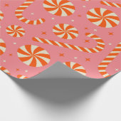 WeihnachtsRetromuster aus Candy Cany Geschenkpapier (Ecke)