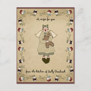 Weihnachtsrezept kardiert Postkarte