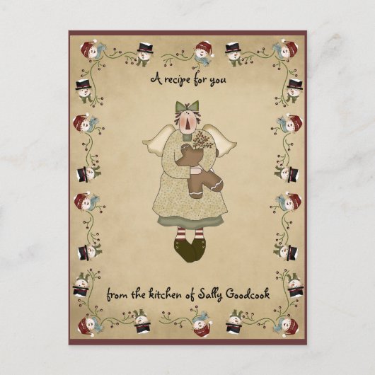 Weihnachtsrezept kardiert Postkarte (Vorderseite)