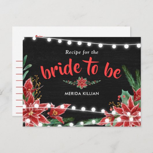 Weihnachtsrezepte für Bride in Poinsettia Postkarte (Vorne/Hinten)