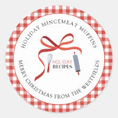 Weihnachtsrezepte, hausgemachte Lebensmittelkennze Runder Aufkleber (Vorderseite)