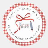 Weihnachtsrezepte, hausgemachte Lebensmittelkennze Runder Aufkleber (Vorderseite)