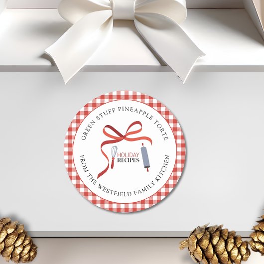 Weihnachtsrezepte, hausgemachte Lebensmittelkennze Runder Aufkleber