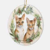 Weihnachtsrezeption: Feierliche Abessinierkatze mi Keramik Ornament (Links)