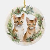 Weihnachtsrezeption: Feierliche Abessinierkatze mi Keramik Ornament (Hinten)