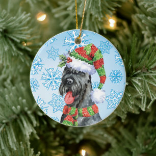 Weihnachtsriant Schnauzer Keramik Ornament
