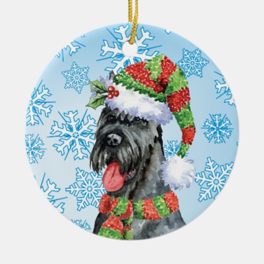 Weihnachtsriant Schnauzer Keramik Ornament (Vorne)